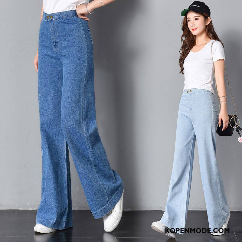 Jeans Dames Trend Voorjaar Katoen Mode 2018 Zak Effen Kleur Blauw