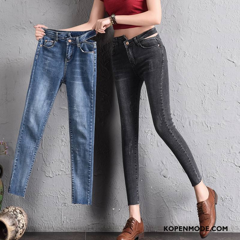 Jeans Dames Wassen Elegante Gekrast Spijkerbroek Jeans Trend 2018 Zwart