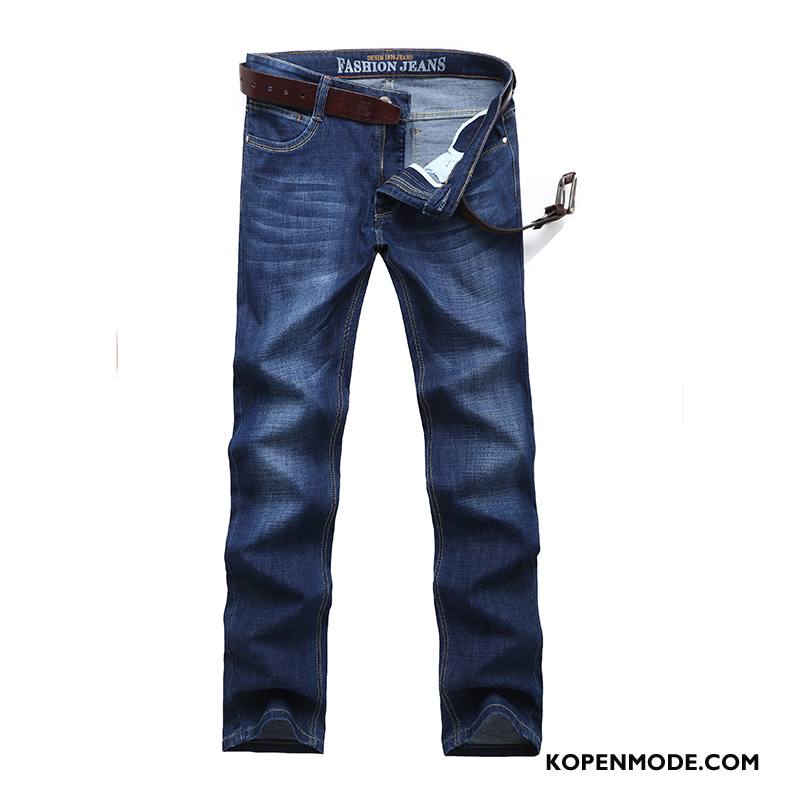 Jeans Heren Bedrijf Zomer Mannen Voorjaar Dunne Casual Blauw