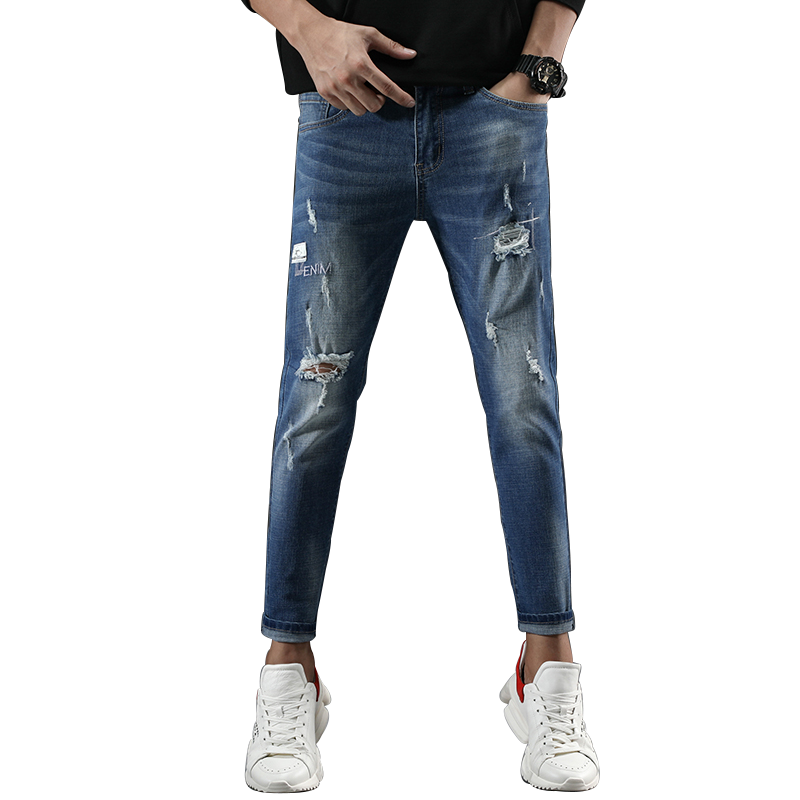 Jeans Heren Broek Denim Herfst Slim Fit Spijkerbroek Jeans Mannen Blauw