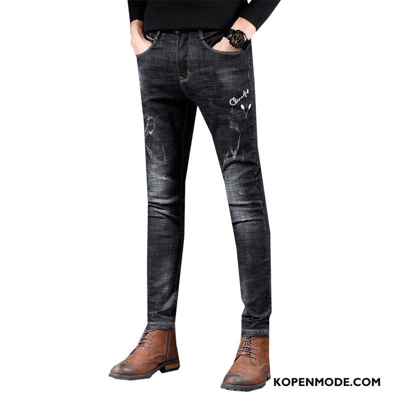 Jeans Heren Broek Mode Denim Zwart