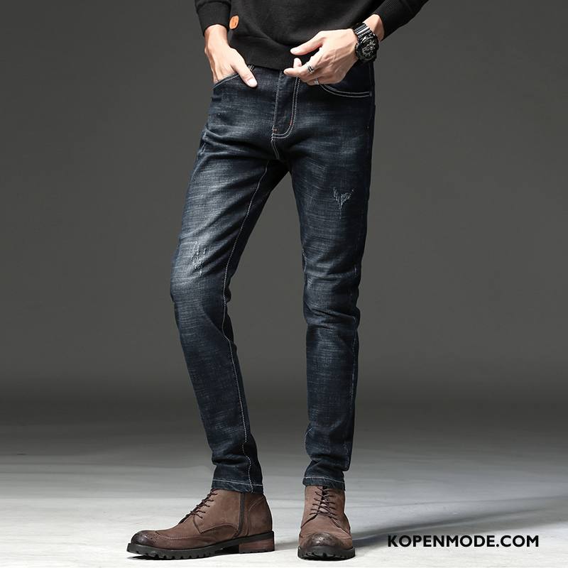 Jeans Heren Broek Trend Dunne Potlood Broek Lange Slim Fit Zwart