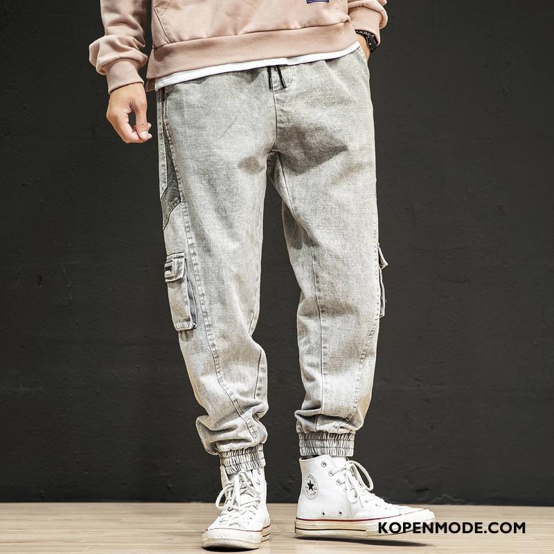 Jeans Heren Casual Zak Harlan Mannen Herfst Cargo Broek Grijs