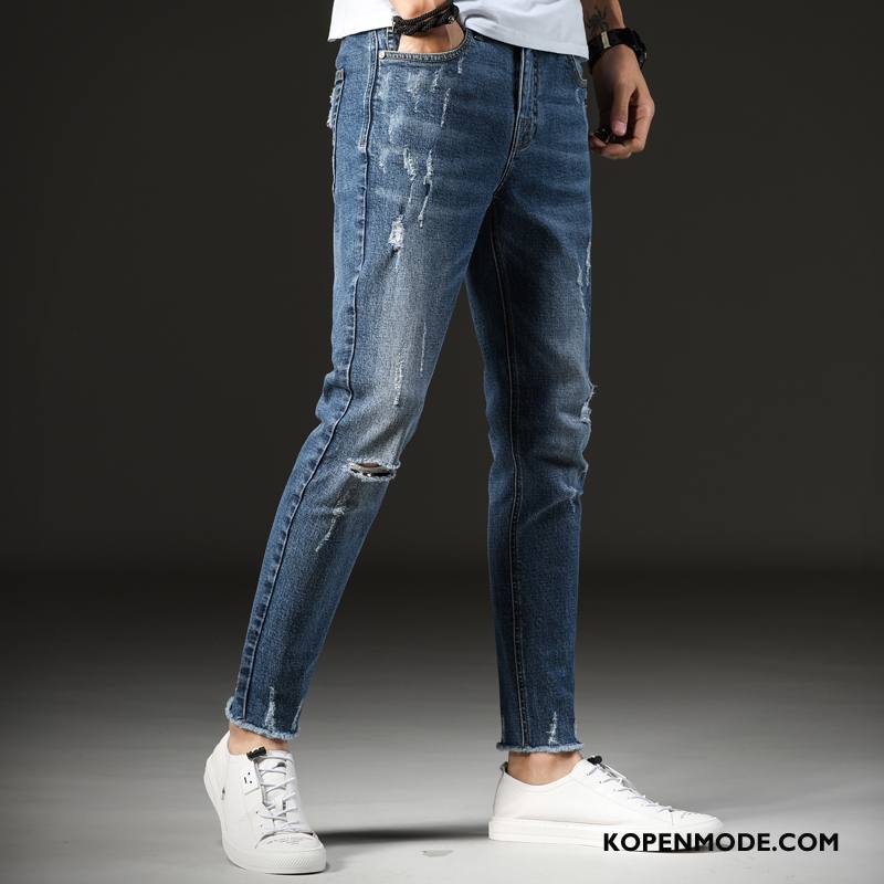 Jeans Heren Denim Mode Zomer 2018 Voorjaar Nieuw Blauw