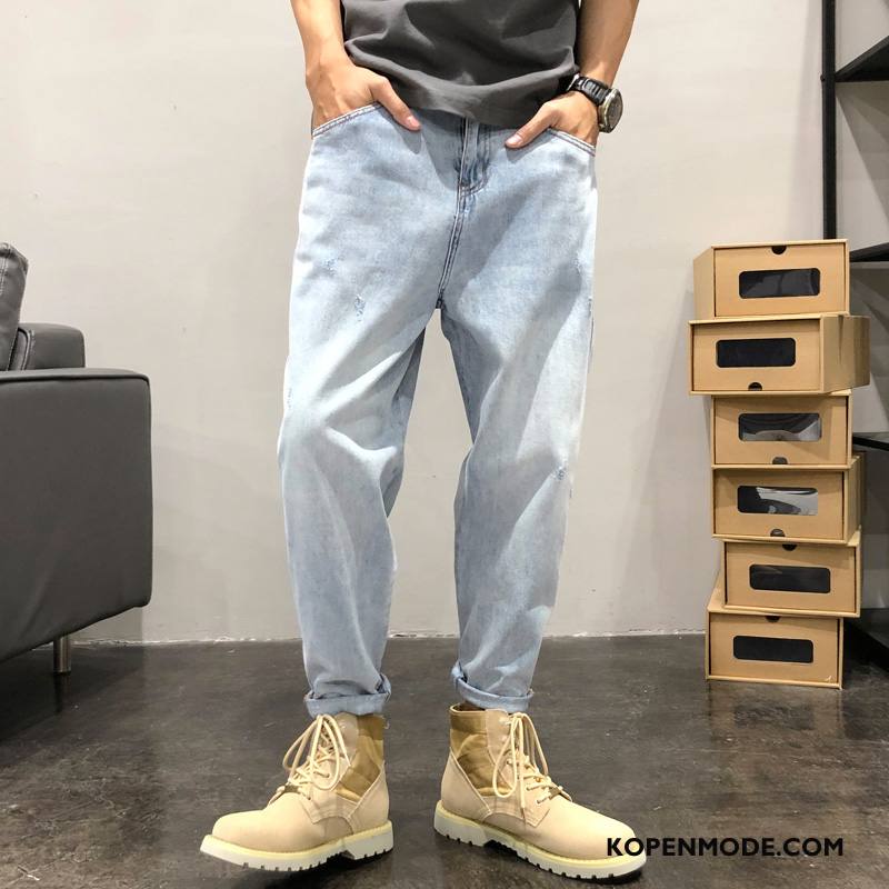 Jeans Heren Harlan Mannen Trendy Merk Broek Losse Spijkerbroek Jeans Blauw Licht