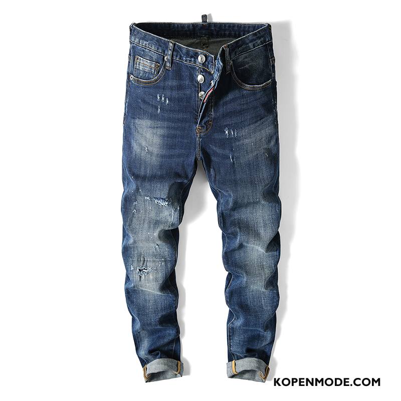 Jeans Heren Herfst Mode Winter Spijkerbroek Jeans Donkerblauw