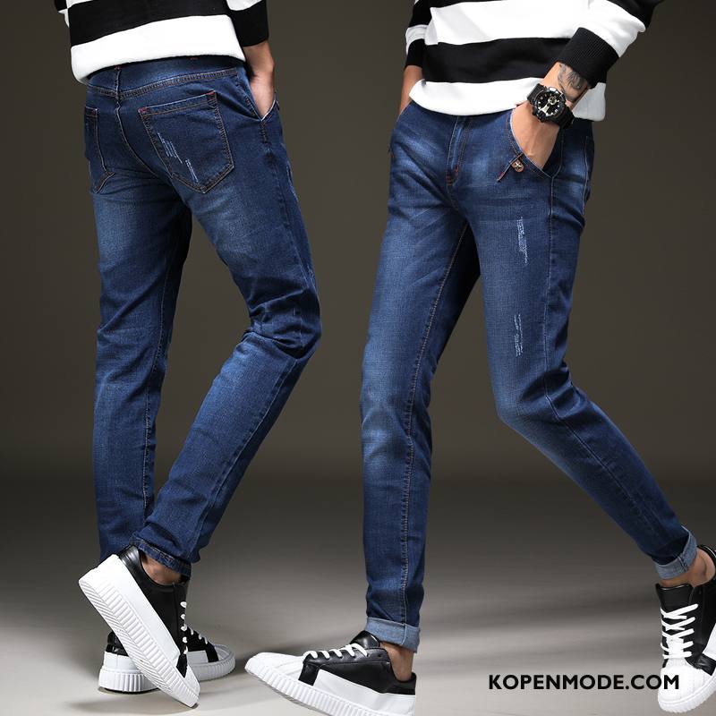 Jeans Heren Herfst Spijkerbroek Jeans Mannen Mini Jeugd Trend Blauw