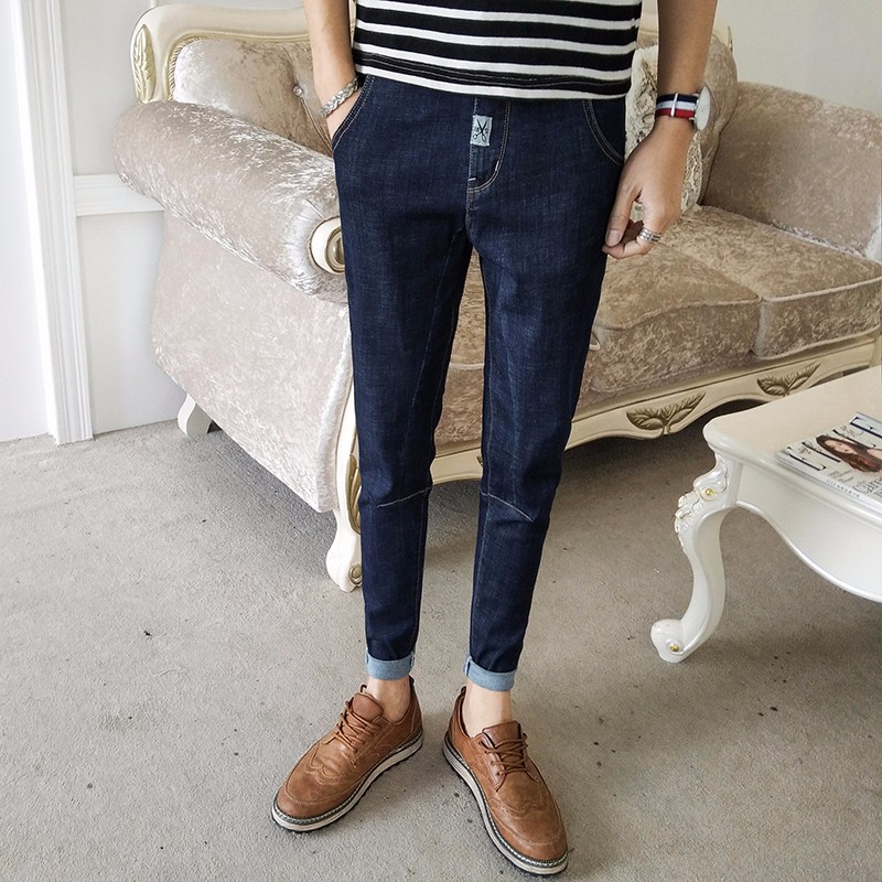 Jeans Heren Mannen Denim Broek Nieuw 2018 Potlood Broek Donkerblauw Zwart