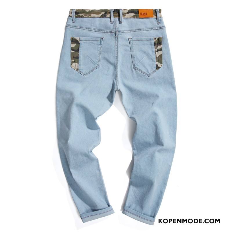 Jeans Heren Mannen Herfst Harlan Mode Trend Verbinding Lichtblauw Camouflage