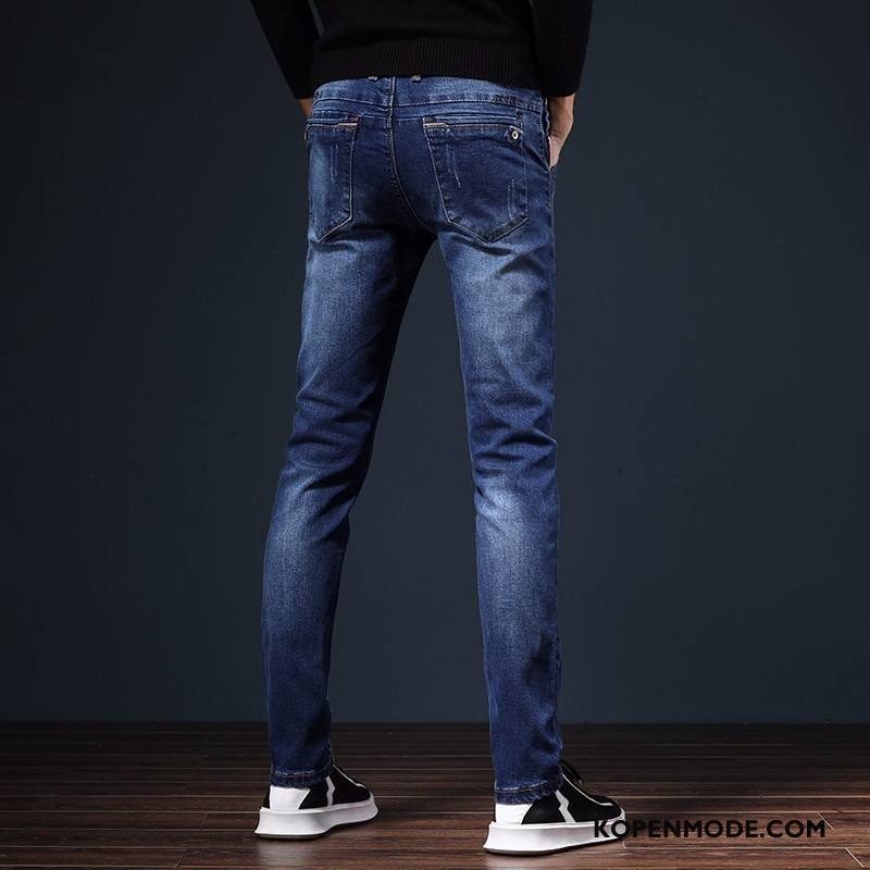 Jeans Heren Mannen Nieuw Spijkerbroek Jeans Mini Zomer Casual Donkerblauw