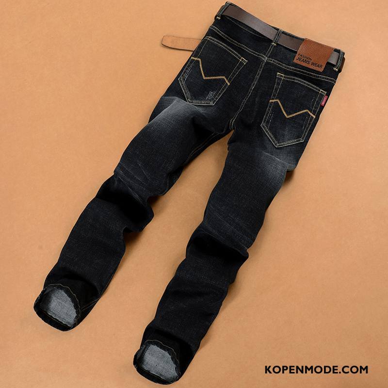 Jeans Heren Mini Nieuw Spijkerbroek Jeans Trend Slim Fit Gaten Zwart