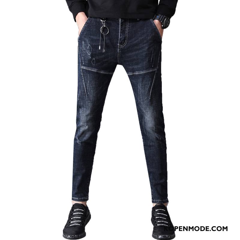 Jeans Heren Mode Broek Trendy Merk Denim Blauw Zwart
