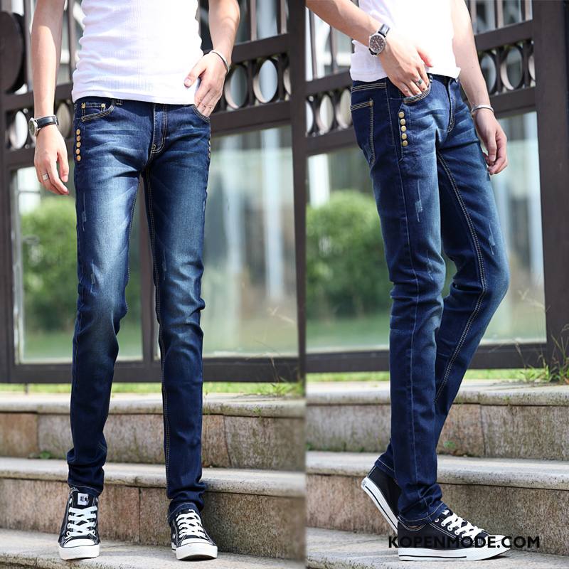 Jeans Heren Mode Elastiek Spijkerbroek Jeans Blauw