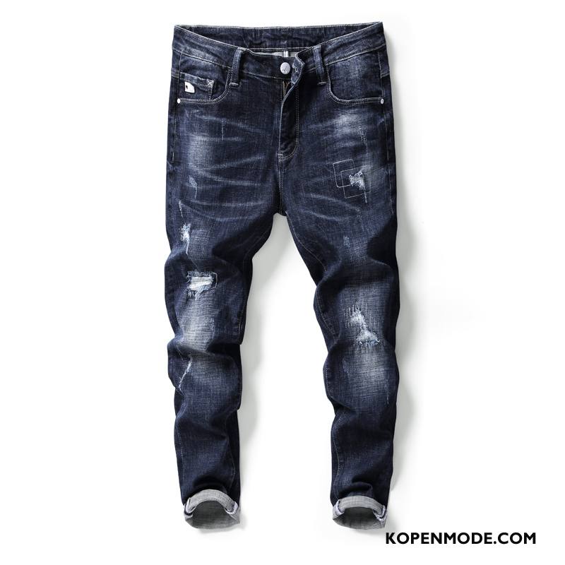 Jeans Heren Mode Mannen Herfst Persoonlijk Gaten Nieuw Donkerblauw