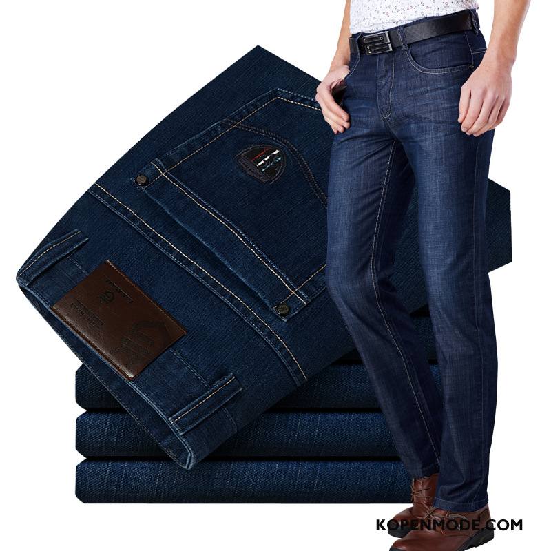 Jeans Heren Mode Mannen Herfst Slim Fit Nieuw Spijkerbroek Jeans Donkerblauw