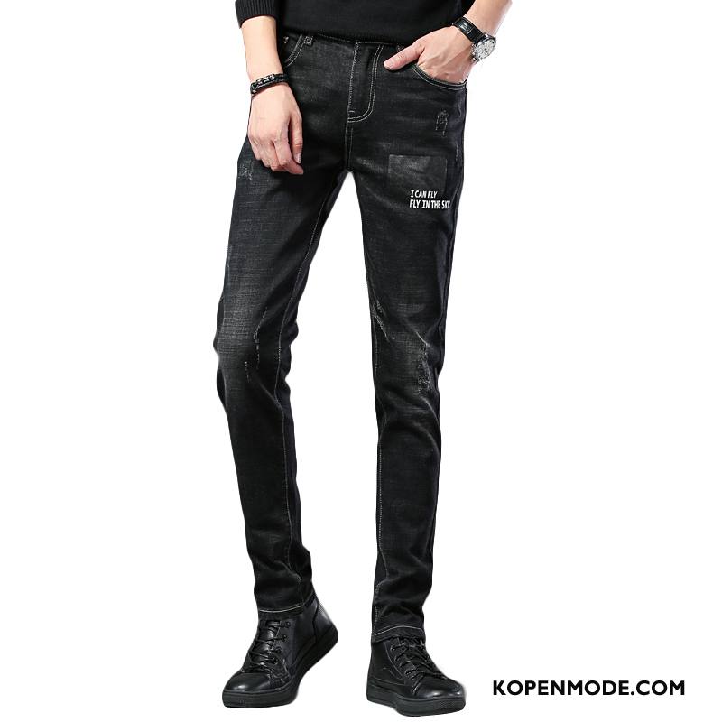 Jeans Heren Mode Nieuw Trend Comfortabele Spijkerbroek Jeans Slim Fit Zwart