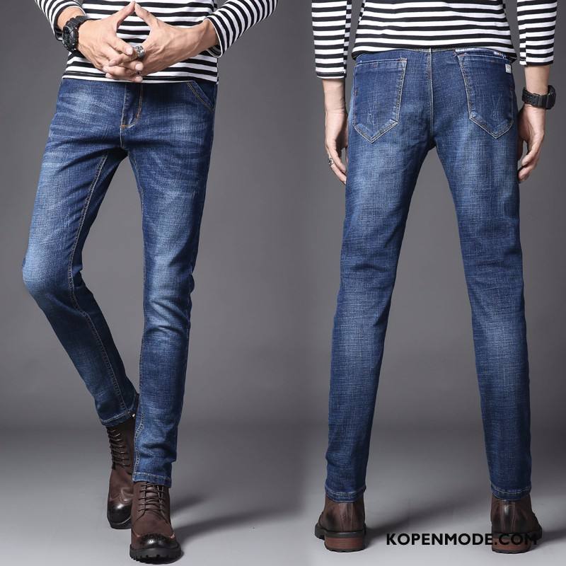 Jeans Heren Mode Slim Fit Rechtdoor 2018 Bedrijf Nieuw Blauw