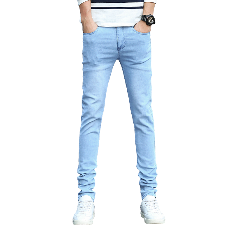Jeans Heren Mode Spijkerbroek Jeans Slim Fit Mannen Jeugd Lichtblauw