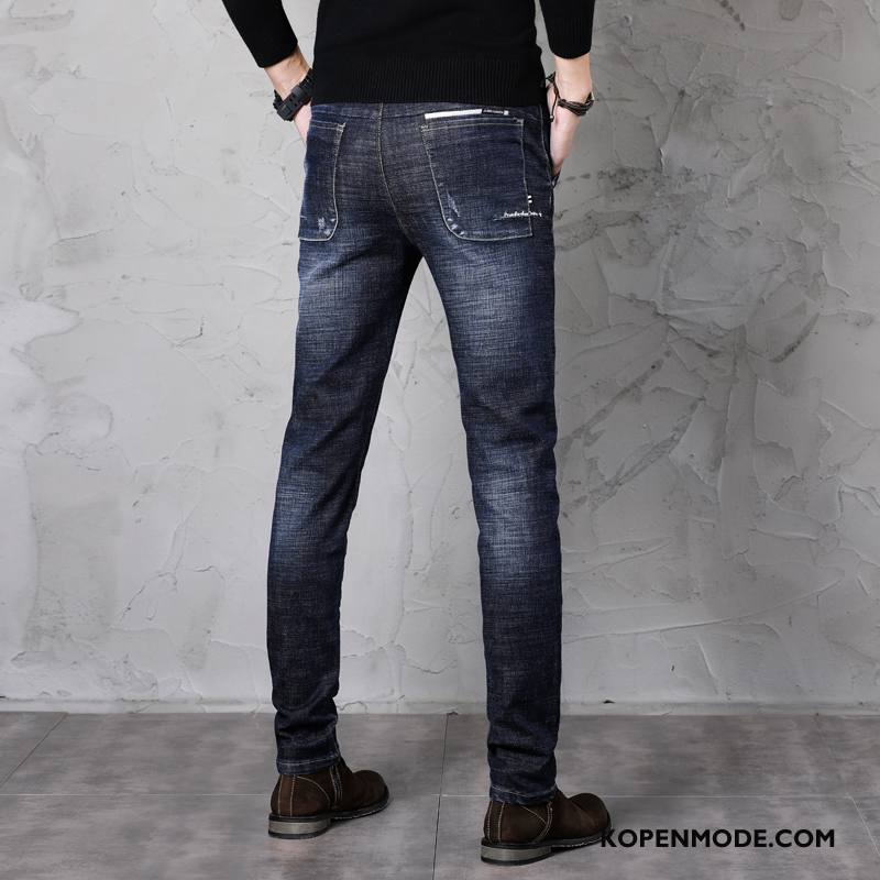 Jeans Heren Nieuw Spijkerbroek Jeans 2018 Mannen Trend Slim Fit Donkerblauw