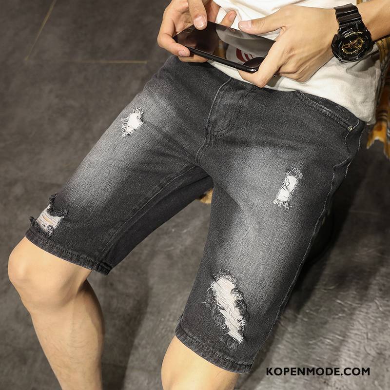 Jeans Heren Nieuw Zomer Mannen Korte Broek Spijkerbroek Jeans Denim Zwart Grijs