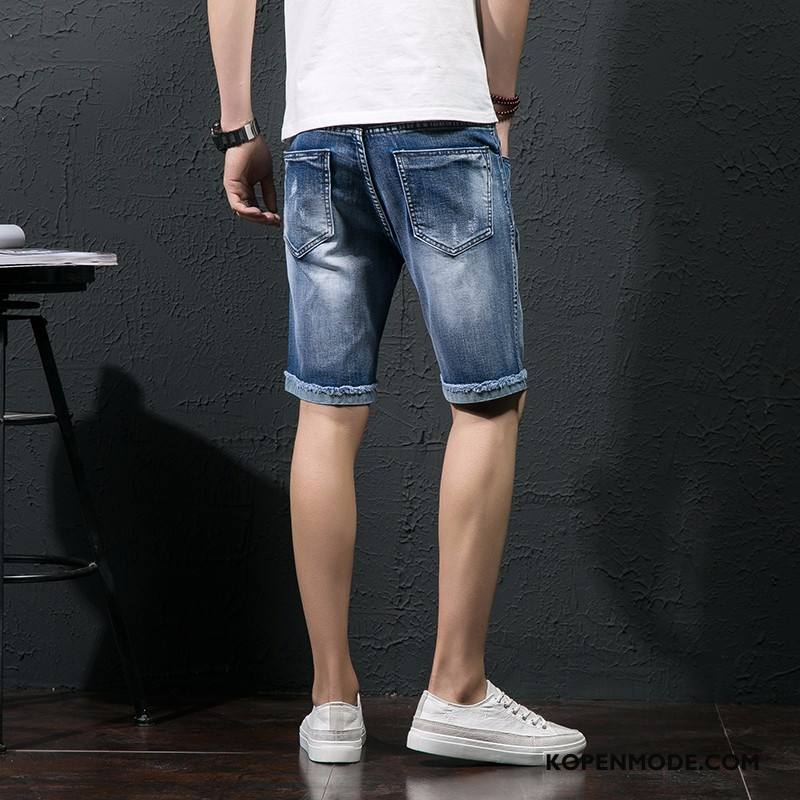 Jeans Heren Persoonlijk Spijkerbroek Jeans Trend Zomer Denim Gaten Lichtblauw