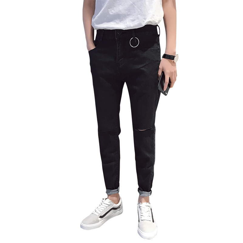 Jeans Heren Potlood Broek Mannen 2018 Trend Jeugd Slim Fit Zwart