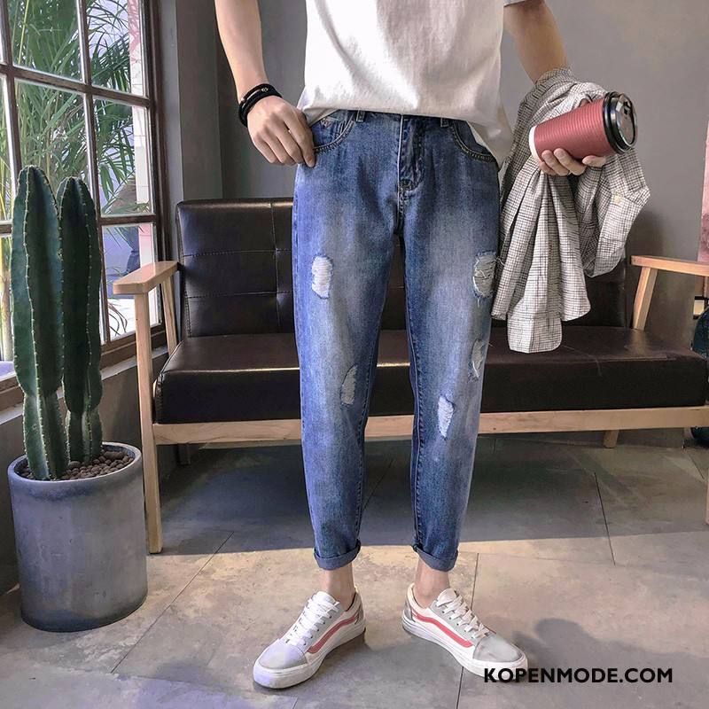 Jeans Heren Potlood Broek Spijkerbroek Jeans Zomer 2018 Trend Losse Lichtblauw