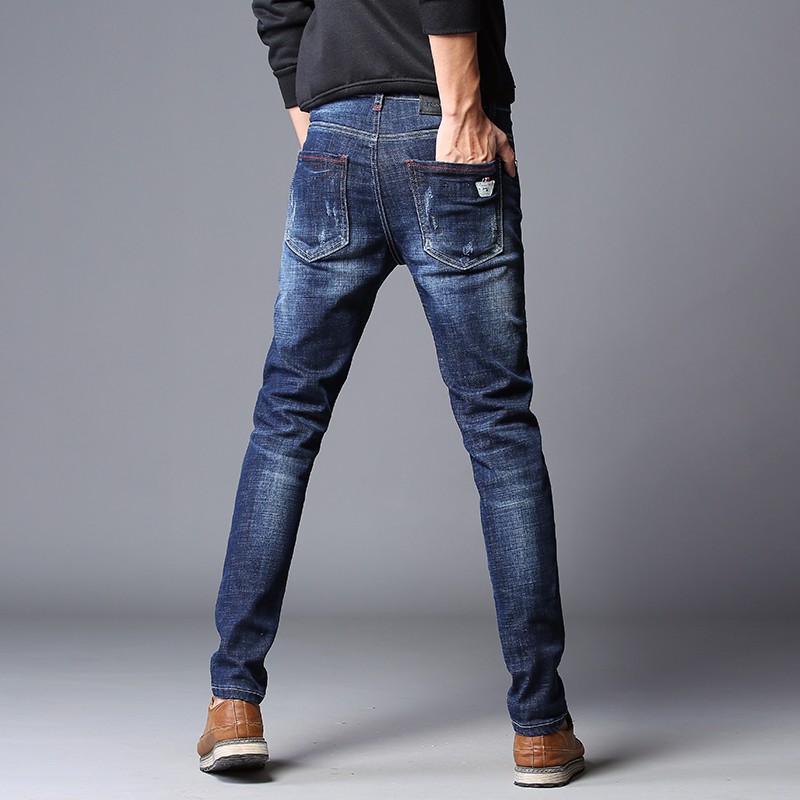 Jeans Heren Rechtdoor Gaten Mannen 2018 Trend Broek Blauw