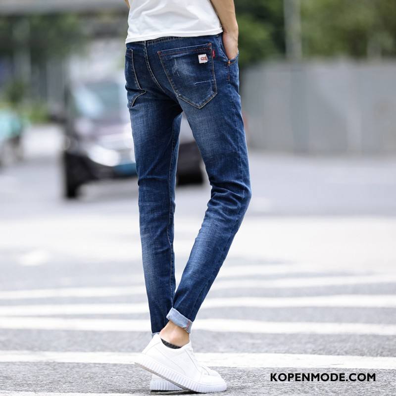 Jeans Heren Slim Fit Comfortabele Herfst Casual Broek Nieuw Spijkerbroek Jeans Blauw