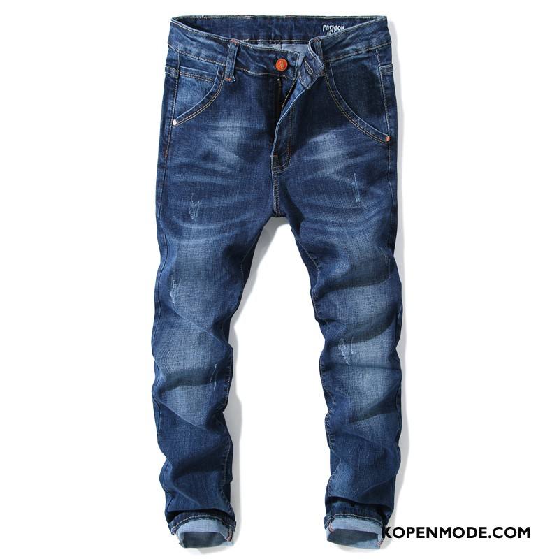 Jeans Heren Slim Fit Comfortabele Spijkerbroek Jeans Casual Broek Mannen Nieuw Blauw