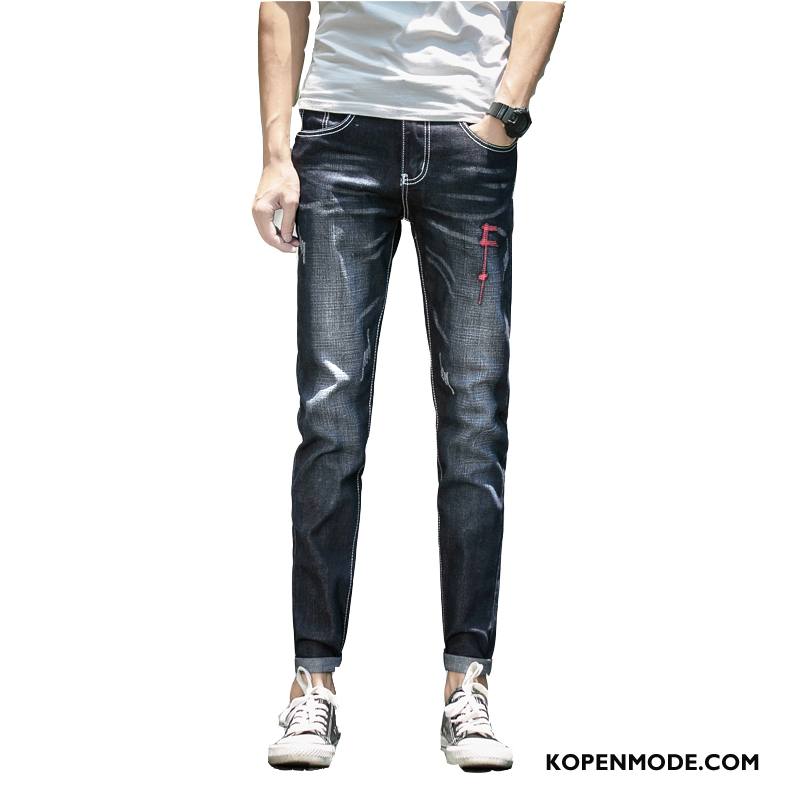 Jeans Heren Slim Fit Mannen Nieuw Spijkerbroek Jeans Mini Herfst Blauw