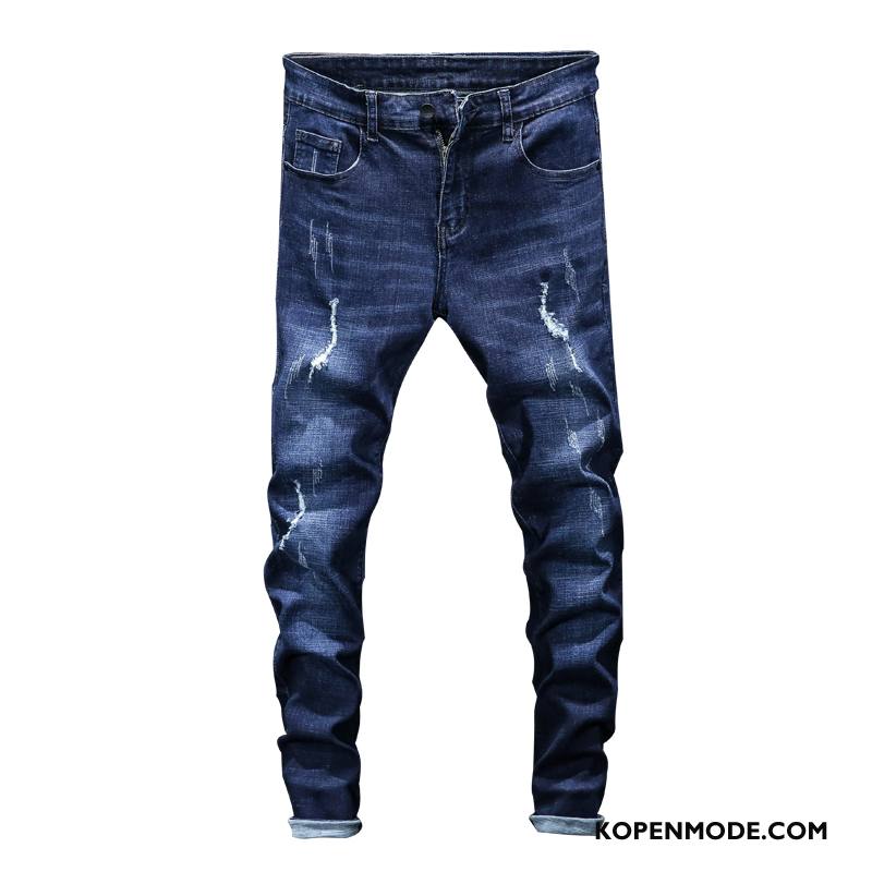 Jeans Heren Slim Fit Mannen Potlood Broek Spijkerbroek Jeans Blauw