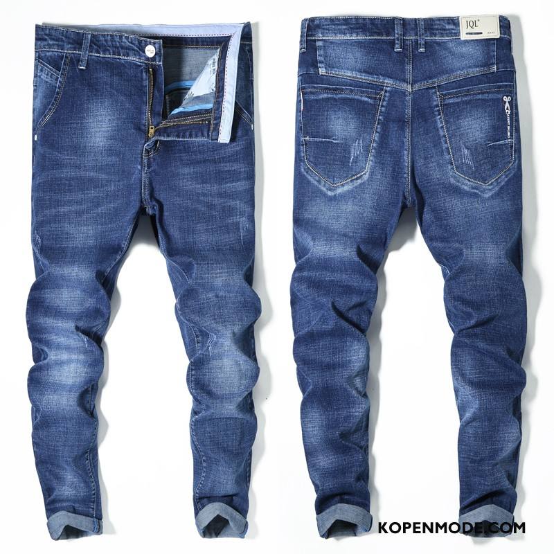 Jeans Heren Slim Fit Mannen Spijkerbroek Jeans Eenvoudige Mode Herfst Blauw