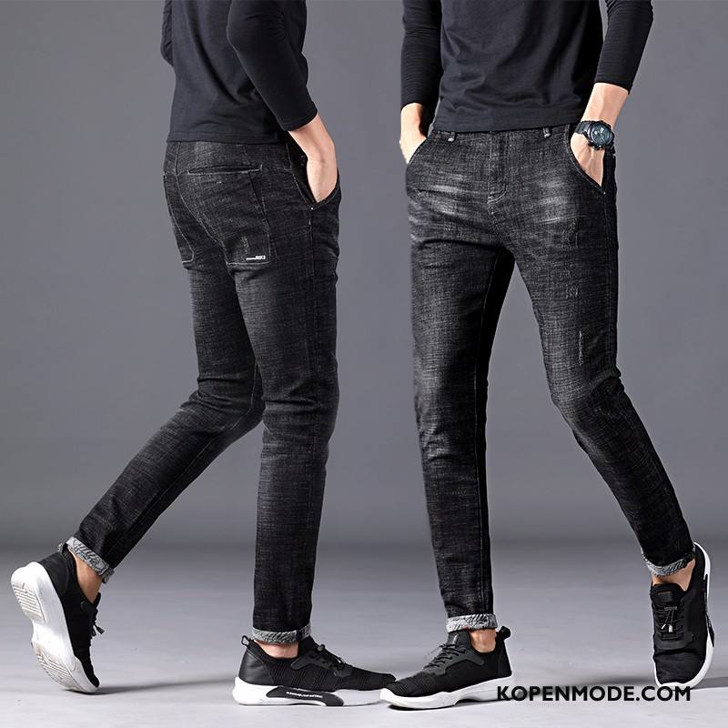 Jeans Heren Slim Fit Simpele Mannen Spijkerbroek Jeans Groot Casual Zwart