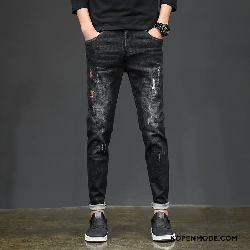 Jeans Heren Slim Fit Voorjaar Zomer Broek Trendy Merk Spijkerbroek Jeans Zwart