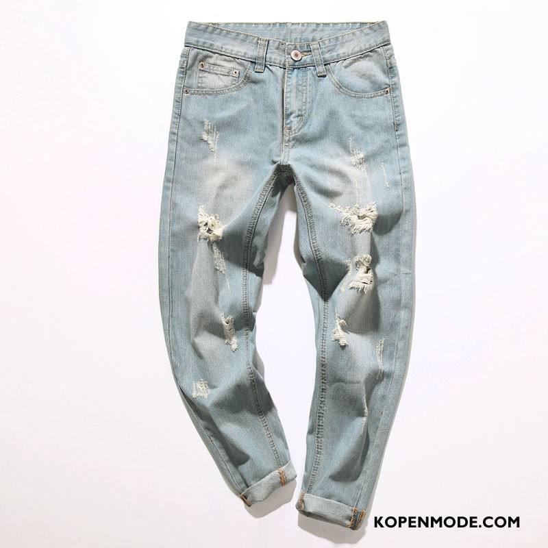 Jeans Heren Spijkerbroek Jeans Eenvoudige Mannen Casual Broek Nieuw Herfst Lichtblauw