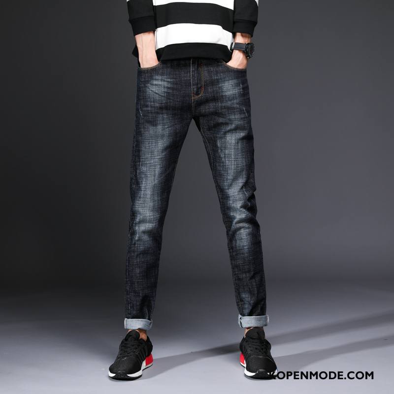 Jeans Heren Trend Jeugd Mode Elastiek Broek Mannen Zwart