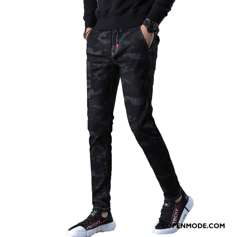 Jeans Heren Trendy Merk Denim Mode Broek Camouflage Zwart