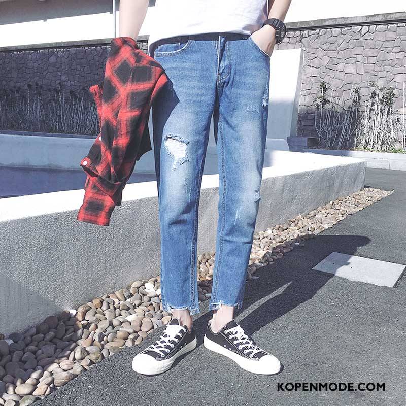 Jeans Heren Voorjaar 2018 Dunne Mannen Trend Slim Fit Blauw