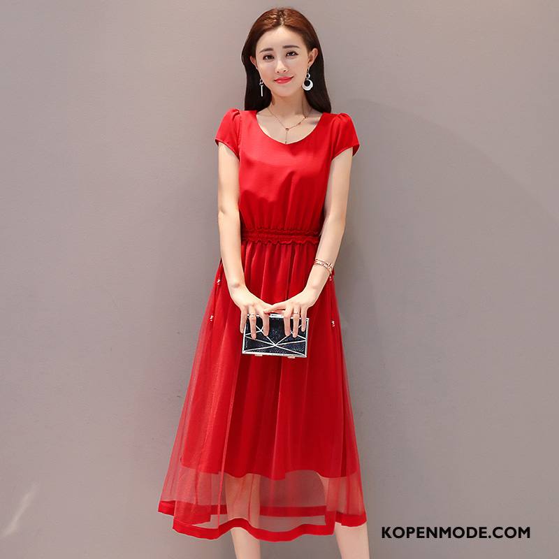 Jurken Dames Mode 2018 Zomer Trend Lang Pullover Effen Kleur Rood