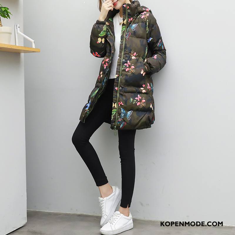 Katoenen Jas Dames 2018 Bloemen Winter Zak Hoodie Zoet Camouflage