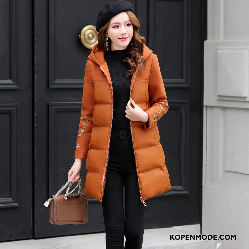 Katoenen Jas Dames Elegante Zoet Winter Lange Mouwen Trend 2018 Karamel Kleur