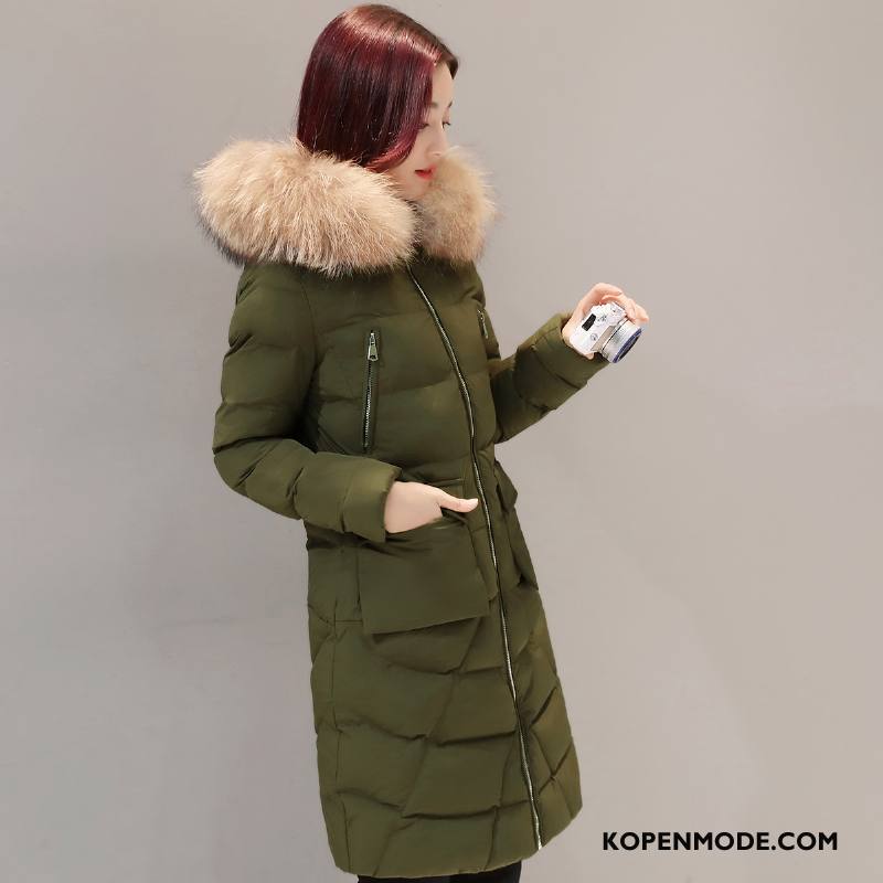 Katoenen Jas Dames Lange Mouwen Hoodie Rechtdoor Rits Winter 2018 Legergroene