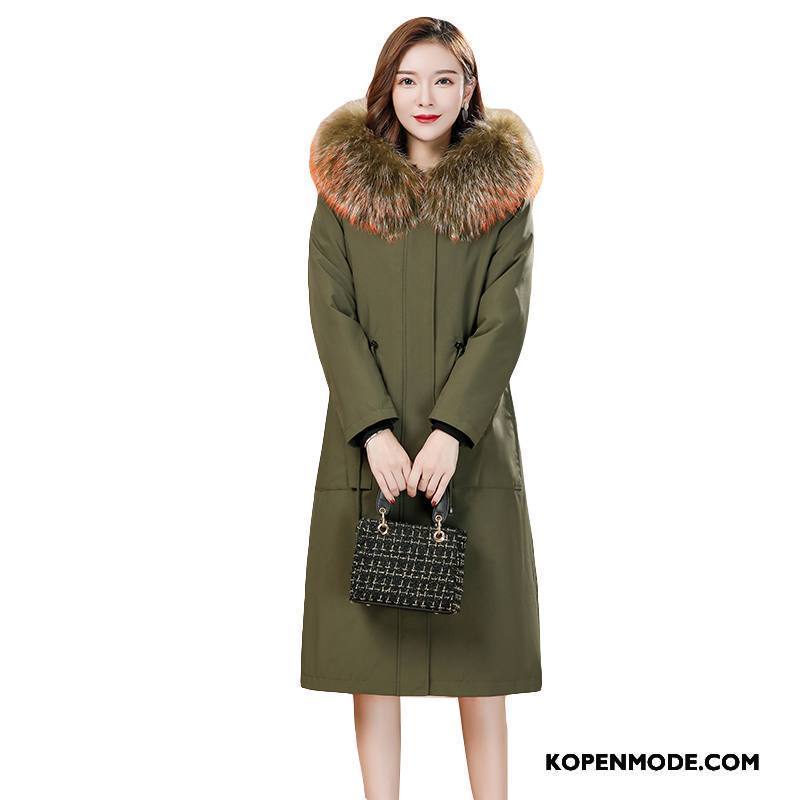 Katoenen Jas Dames Trenchcoat Hoodie Vrouwen Dunne Winter Kleding Slim Fit Groen