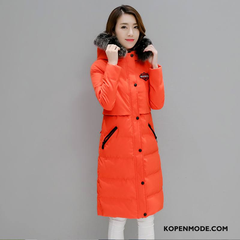 Katoenen Jas Dames Winter Letter Hoodie Lang 2018 Lange Mouwen Oranje
