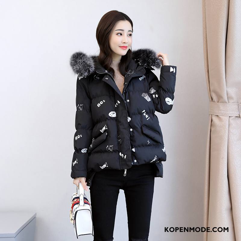 Katoenen Jas Dames Winter Trend 2018 Lang Lange Mouwen Slim Fit Effen Kleur Zwart