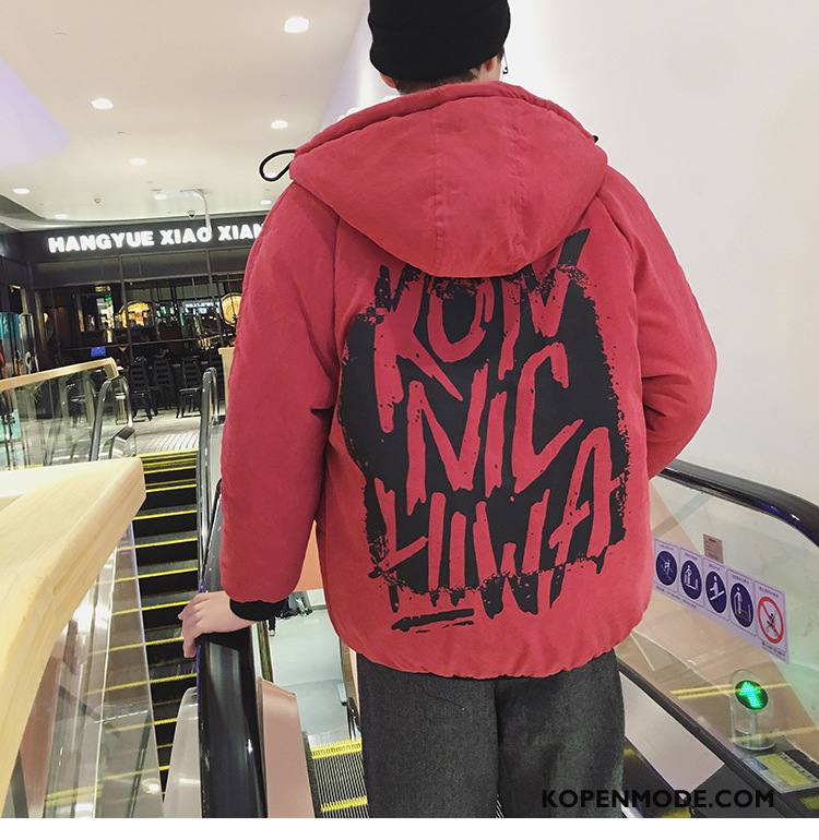 Katoenen Jas Heren Hoodie Winter Mannen Jeugd Dikke Trend Rood