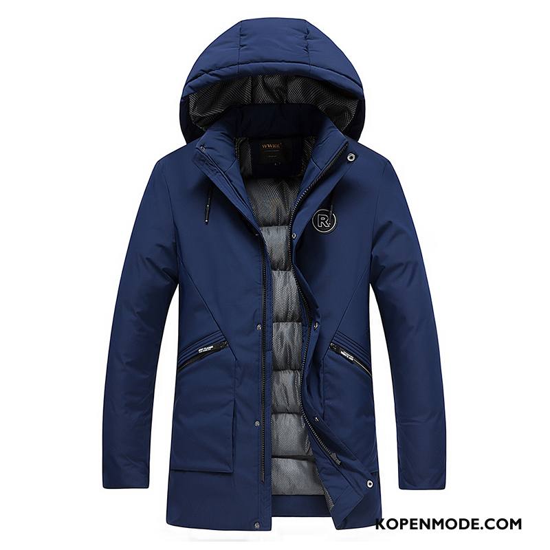 Katoenen Jas Heren Mannen 2018 Nieuw Casual Mode Winter Donkerblauw