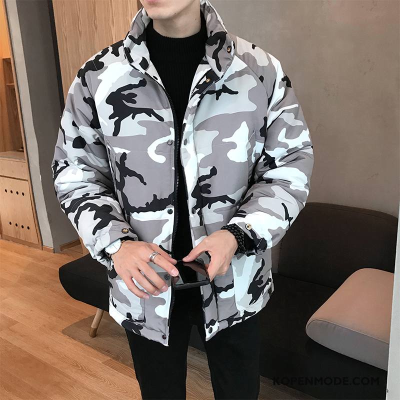 Katoenen Jas Heren Warme Dikke Nieuw Jeugd Winter Mannen Camouflage Wit