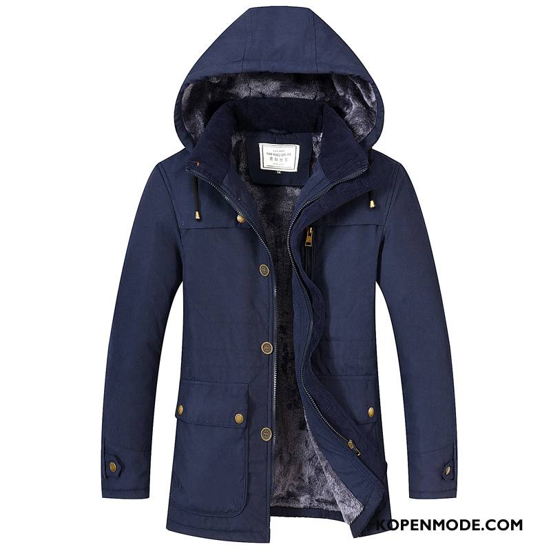 Katoenen Jas Heren Warme Mode 2018 Winter Dikke Mannen Donkerblauw